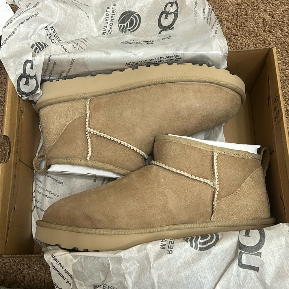 Authentic Ultra mini UGGS in the color Sand